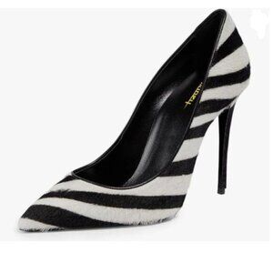 Milooey Black  And White Sexy Pointed Toe Pumps Stiletto High Heels Slip on Part